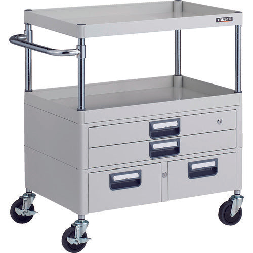 TRUSCO Tool Wagon Phoenix Wagon Antibacterial Noise-reducing 750 x 500 x H880 with Drawer White PEW-972XW-W 1 Unit