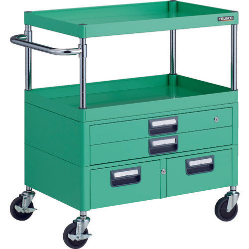 TRUSCO Tool Wagon Phoenix Wagon Antibacterial Noise-reducing 750 x 500 x H880 with Drawer Young Green PEW-972XW-YG 1 Unit