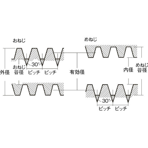 コノエ 30度メートル台形ネジ(S45C・右ねじ) TR10x300 NTR10-300 1 本