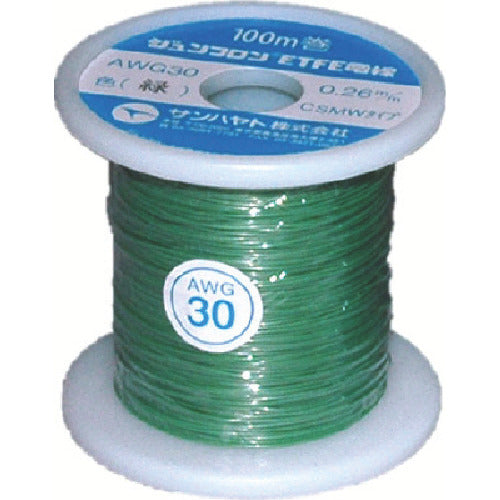 サンハヤト ジュンフロンETFE電線100M緑色 AWG30-100M-GREEN 1 巻