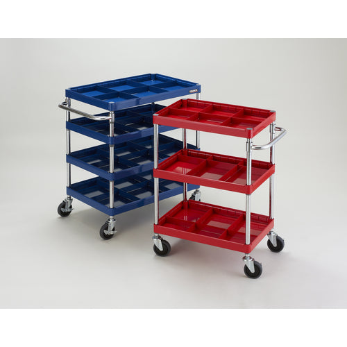 TRUSCO Tool Wagon Phoenix Wagon, Low-noise, 600 x 400 x H880, 3 Tiers, Blue, PEW-963-B, 1 Unit
