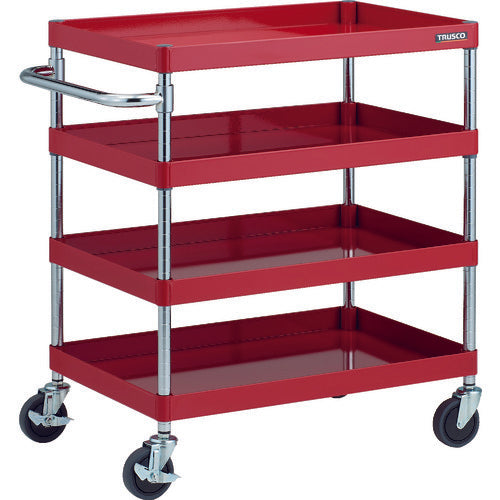 TRUSCO Tool Wagon Phoenix Wagon, Noise-reducing, 750 x 500 x H880, 4 Tiers, Red, PEW-974-R, 1 Unit