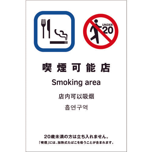Hikari Multilingual Pictogram Sign Smoking Allowed Store TGP2032-12 1 sheet