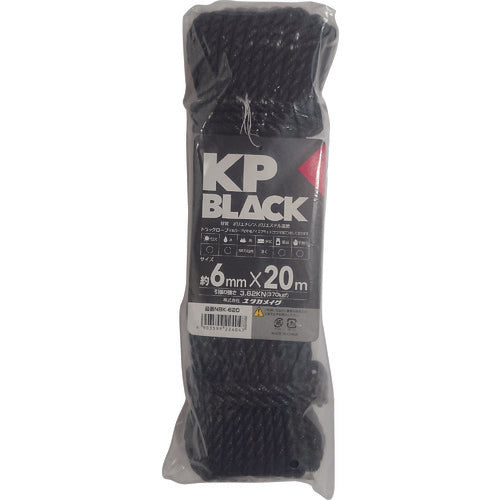 Yutakamake Black KP Truck Rope 6mm x 20m NBK-620 1 roll