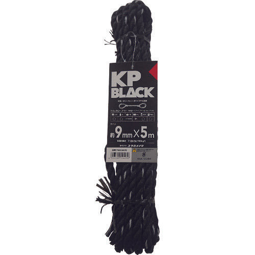 Yutakamake Black KP Truck Rope 9mm x 5m 76B0905 1 roll