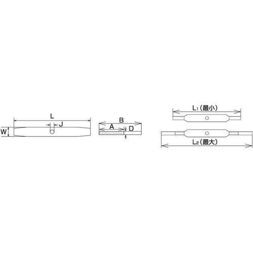 미즈모토 스테인레스 파이프 턴버클(스트레이트&스트레이트) 비늘 지름 4분