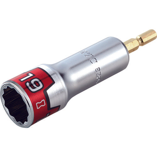 KTC Impact Driver Socket Bit (for Power Tools) 6.35mm Drive Size 19mm Total Length 101mm BZP63-19W 1 pc