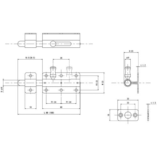 MK 新型丸棒ラッチ S-624 800 1 個