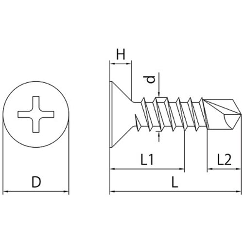 DAIDОHANT YAIBA JISドリルねじ 皿頭 ファインパシべート 4.8x32 00046606 1 箱