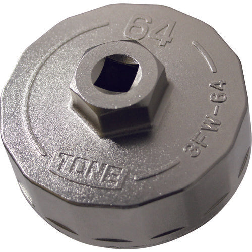 TONE Oil Filter Wrench 14-sided, outer diameter 72 mm, total height 35 mm, socket angle 9.5 mm, 3FW-64, 1 pc