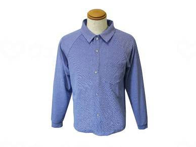 Trinity Easy Front Opening Knit Shirt Men's Blue L