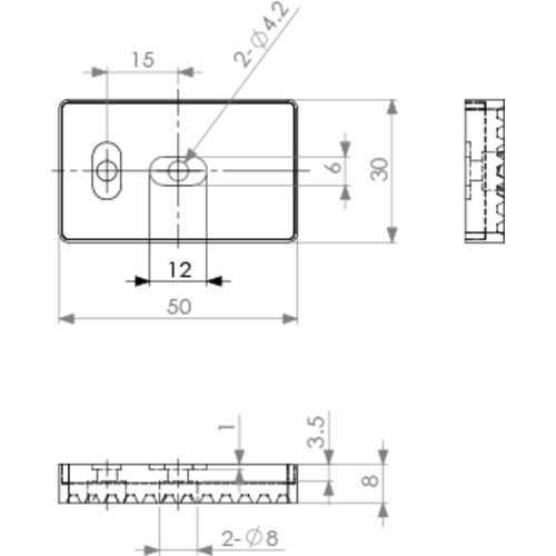 Einz Contact Plate, Square, Black, 2 Holes, for Mini Cylinders CPL-060 1 pc