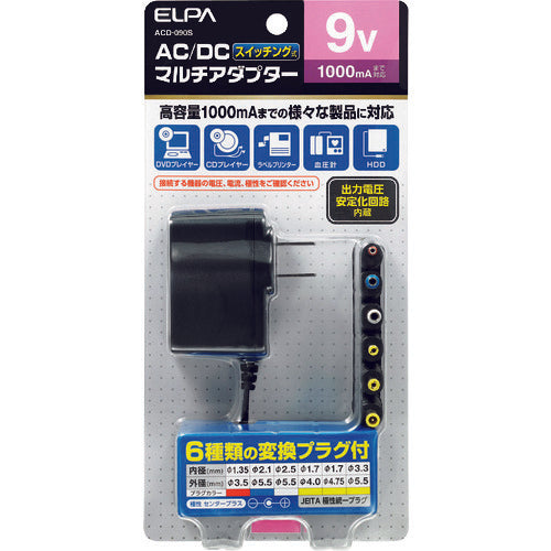 ELPA AC-DC 멀티 어댑터 9V ACD-090S 1개