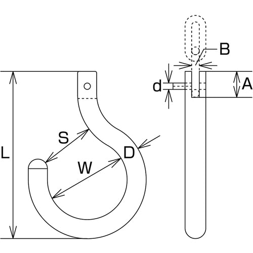 미즈모토 스테인리스 체인 후크 선경 8mm 길이 70mm B-2148 1개