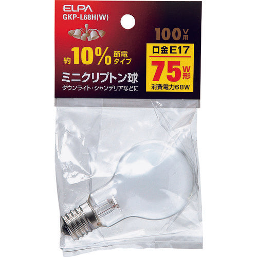 ELPA ミニクリプトン球 GKP-L68H(W) 1 個