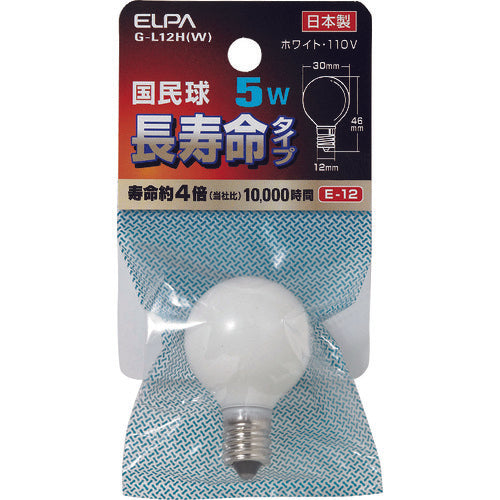 ELPA 国民球 長寿命 E12 5W ホワイト G-L12H(W) 1 個