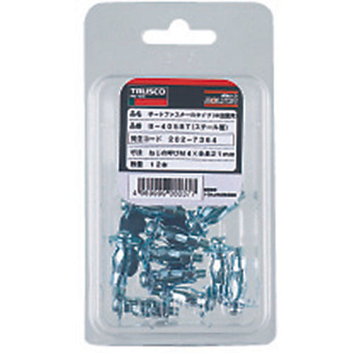 TRUSCO Board Fastener L-shaped Hook Steel M4X36 8 Pieces (Hollow Wall Anchor/Scissor Fixing Type) B-409LBT 1 PK
