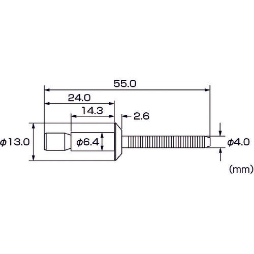새우 고강도 블라인드 리벳 S볼트(둥근 머리) Φ6.4/판 두께 9.5mm(15개입) SNS64095MP 1 PK