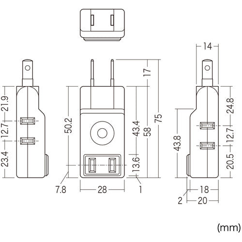 SANWA 스윙 미니 탭 TAP-AC9W 1개