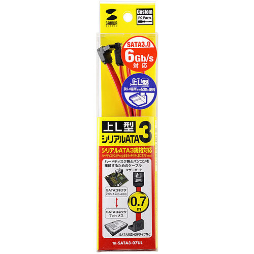 SANWA 상단 L형 시리얼 ATA3 케이블 TK-SATA3-07UL 1개