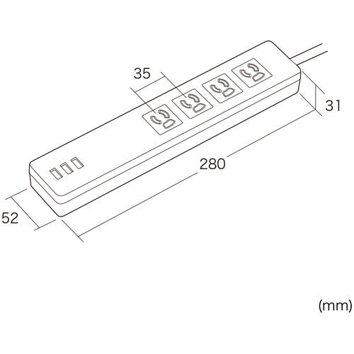 SANWA USB充電機能付きタップ TAP-F37U-2 1 本