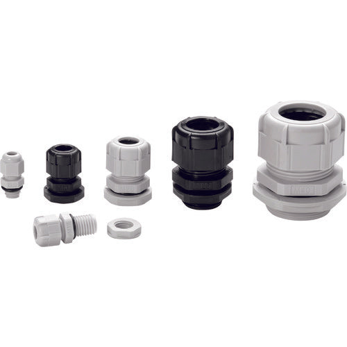 Takachi M-thread cable gland, low-cost type, light gray, RM12L-7S, 1 piece