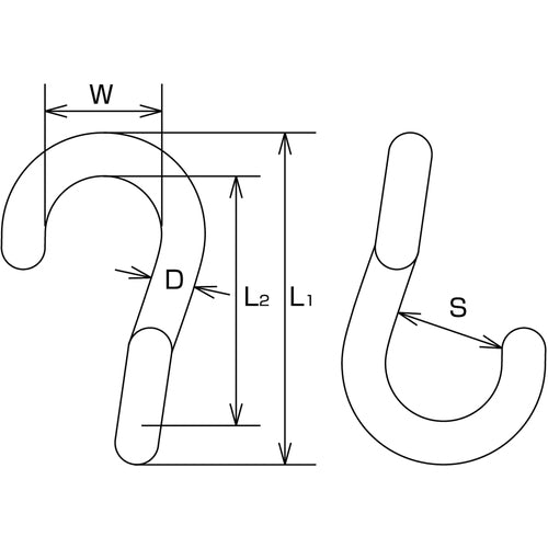 水本 ステンレス ロープ用Sカン ツイスト 全長61mm B-1334 1 個