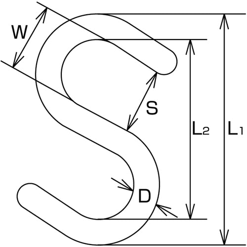 水本 ステンレス ロープ用Sカン ストレート 全長53mm B-1331 1 個