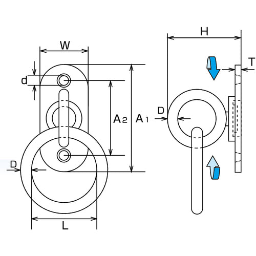 Mizumoto Eye Plate Stainless Steel Swivel Pad Eye Round Ring Round Ring Inner Diameter 40mm 25mm x 55mm B-915 1 pc