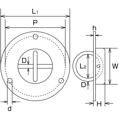 水本 吊金具(ビス止めタイプ) ステンレス 埋め込みリングフック 径70mm B-2171 1 個