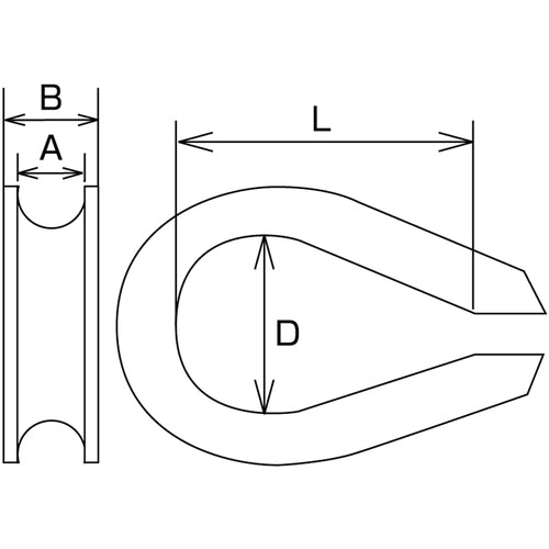 Mizumoto Stainless Steel Light Thimble SUS316 Rope diameter 10mm Length 42mm B-2321 1 pc