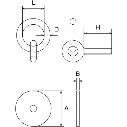 Mizumoto Ring Hook Stainless Steel Round Can Bolt S Type (with Anchor Plug) Screw Diameter W-3/8 B-937 1 pc