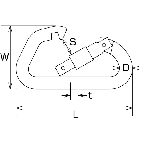 水本 アルミカラビナ環なし(シルバー) 線径12mm 長さ116mm B-1446 1 個