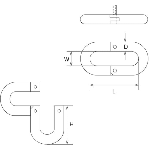 Mizumoto Stainless Steel Screw-Fixed J Joint, Wire Diameter 10mm, Length 40mm, B-1136, 1 pc