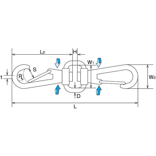 水本 ステンレス スイベルダブルフック 線径4mm 長さ112mm B-1424 1 個