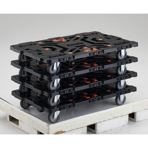 TRUSCO 連結式樹脂製平台車 ビートル 900X600 自在3輪 とめたろう付 BT900J3-E100T 1 台