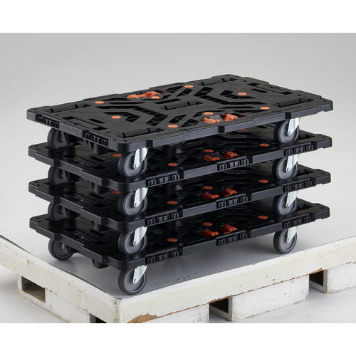 TRUSCO Articulated Plastic Platform Truck Beetle 900X600 5 Swivel Wheels with Brazed Stopper BT900J5-E100T 1 Unit