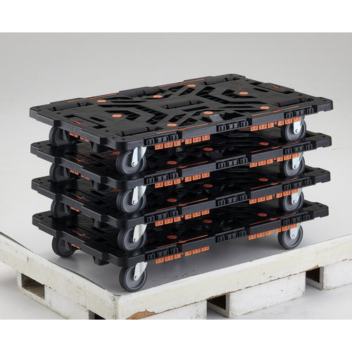 TRUSCO Interlocking Plastic Platform Truck Beetle 900X600 Swivel 3 Wheels with Spill Stopper Set BT900KJ3-E100 1 Unit
