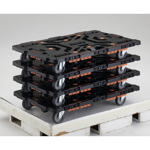 TRUSCO 連結式樹脂製平台車 ビートル 900X600 自在5輪 コボレ止めセット付 BT900KJ5-E100 1 台