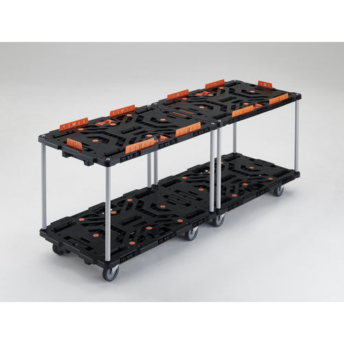 TRUSCO Interlocking Resin 2-Tier Cart Beetle 900X600 5 Swivel Wheels with Spill Stopper Set No Handle BT920KJ5-E100 1 Unit