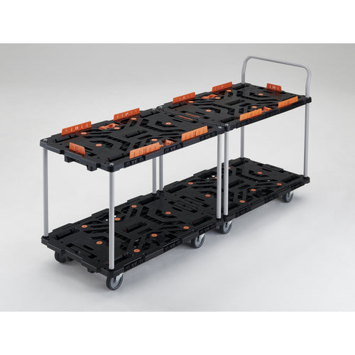 TRUSCO Interlocking Resin 2-Tier Cart Beetle 900X600 5 Swivel Wheels with Handle BT924J5-E100 1 Unit