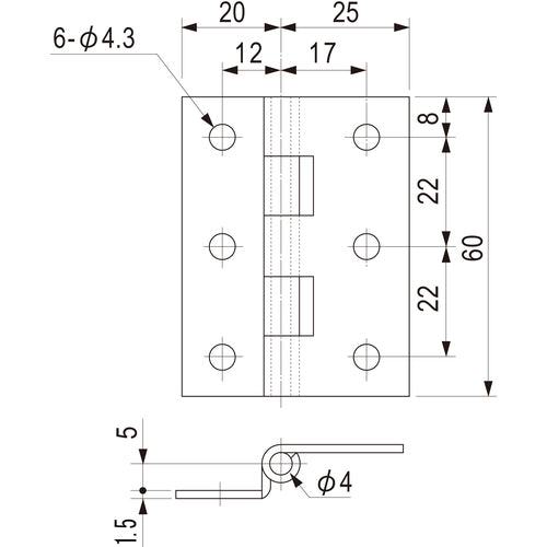 도치기야 단차 경첩 TH-22SUS 1개