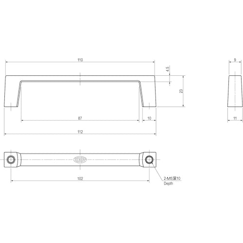 Tochigiya Square Handle THA-189B 1 piece