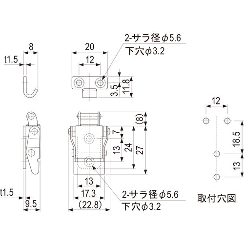 도치기야 스테인리스 패스너 TL-381 1개