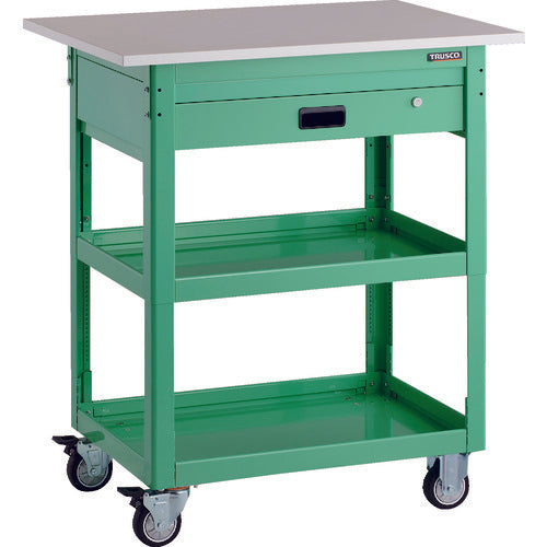 TRUSCO Tool Wagon Dolphin Height Adjustable with Top 900 x 600 1 Drawer Young Green Urethane Wheels DLWS-A973TVU-YG 1 Unit