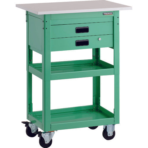 TRUSCO 툴 왜건 돌고래 높이 조절식 천판 부착 750X500 2단 인출 영 그린 DLWS-A963TX-YG 1대