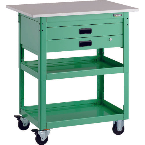 TRUSCO Tool Wagon Dolphin Height Adjustable with Top 900 x 600 2 Drawers Young Green DLWS-A973TX-YG 1 Unit