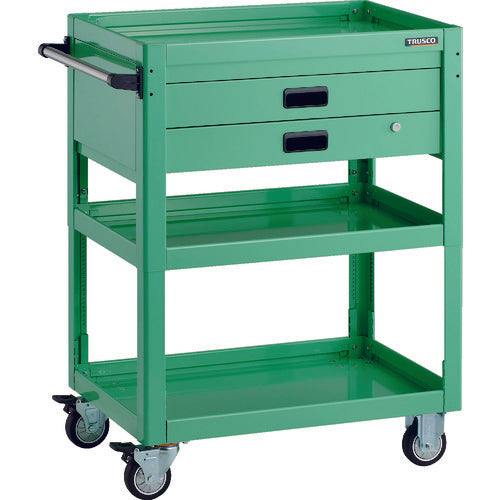 TRUSCO Tool Wagon Dolphin Height Adjustable 750X500 2 Drawers Young Green Urethane Wheels DLWS-A973XU-YG 1 Unit