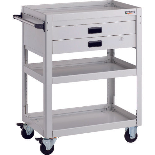 TRUSCO Tool Wagon Dolphin Height Adjustable 750 x 500 2 Drawers White DLWS-A973X-W 1 Unit