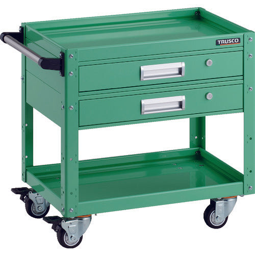 TRUSCO Tool Wagon Eagle Wagon 600 x 400 with 2 drawers, 4 urethane wheels, Young Green EGW-662V2UJ-YG 1 unit